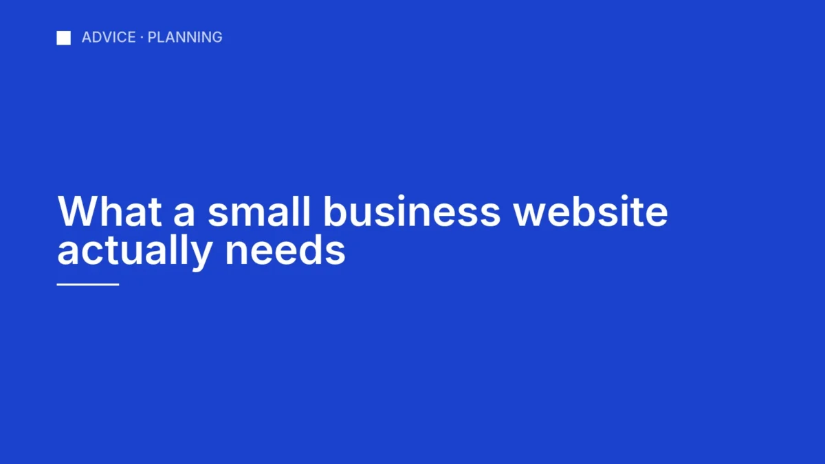 Cover graphic for the article on what a small business website needs
