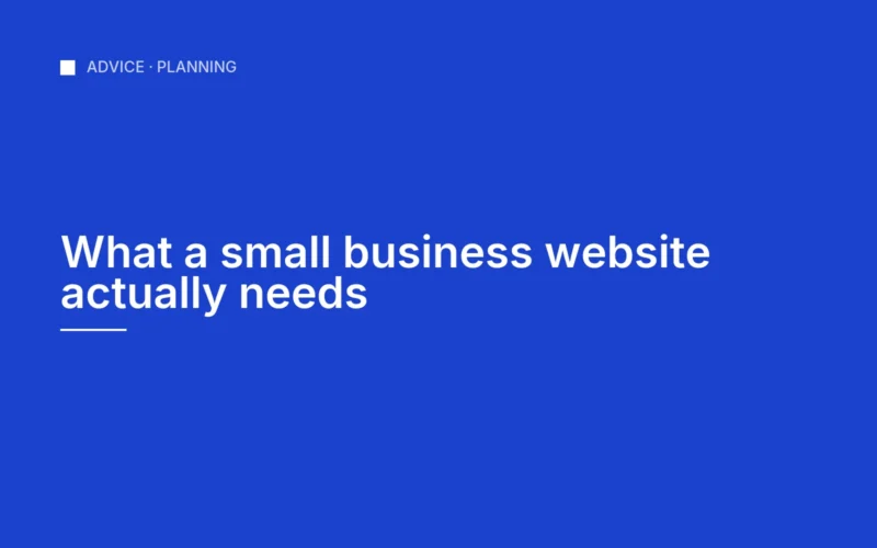 Cover graphic for the article on what a small business website needs