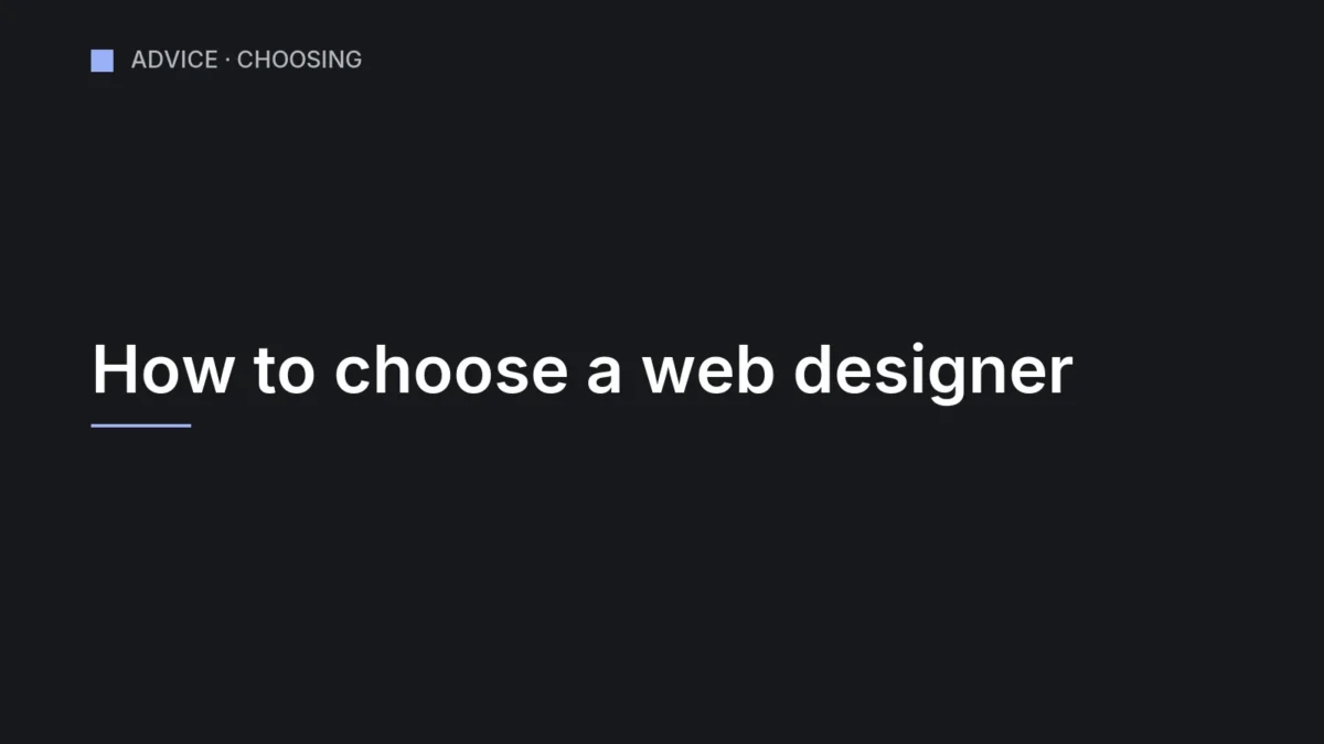 Cover graphic for the article on choosing a web designer