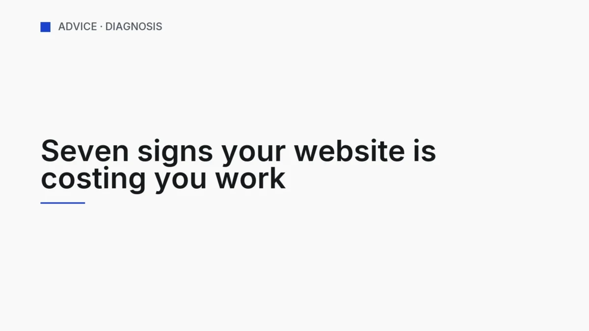 Cover graphic for the article on signs a website is costing you work