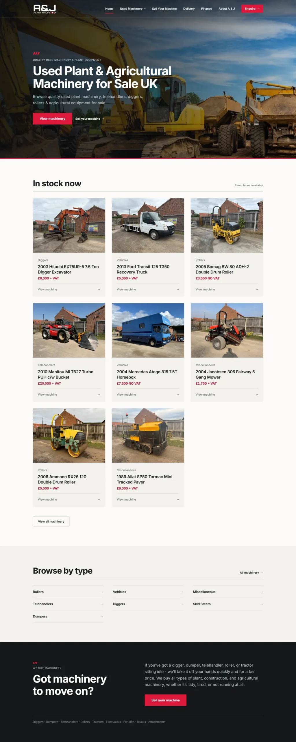 Homepage of the A & J Plant Sales website designed by Malnor